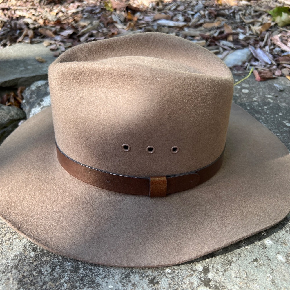 Broner Wool Hat Outback SM US made Woman's‎ Leather Strap Western Mint Condition